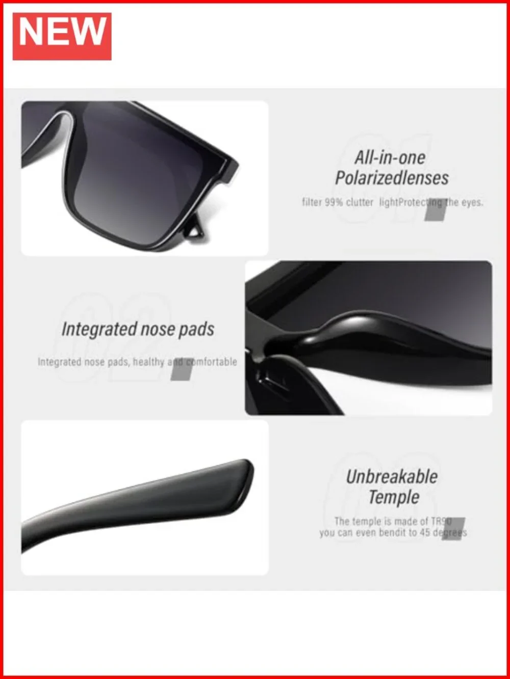 Vintage Oversized Square Sunglasses Women UV Protection Integrated Lens Retro